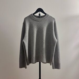 Quince Mongolian Cashmere Oversized Crewneck Sweater Heather Grey Size M